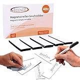 ECENCE 40 Magnetstreifen beschreibbar - 100mmx30mm Weiss - zuschneidbare Haftstreifen - abwischbare Magnetschilder - Magnet-Etiketten für Whiteboards, Kühlschränke, Mag