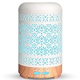 Salking Aroma Diffuser, Metall Diffusor für Ätherische Öle, BPA-Free Aromatherapie Diffusor mit Einstellbarem Nebelmodus, Automatisch Power-Off Duftlampe für Zuhause Büro Yog