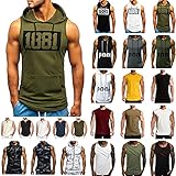 Herren Tank Top - 2021 Sommer Sport Fitness Trägershirts, Jogging Ärmellos Hoodie Muskelshirt T-shirt, Männer Slim Fit Tanktops Tankshirt Unterhemd Achselshirt L