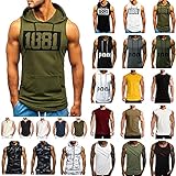 Herren Tank Top - 2021 Sommer Sport Fitness Trägershirts, Jogging Ärmellos Hoodie Muskelshirt T-shirt, Männer Slim Fit Tanktops Tankshirt Unterhemd Achselshirt L