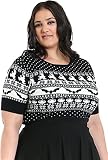 Hell Bunny Damen Oberteil Spook Fledermäuse Fair Isle Pulli (4XL, Schwarz/Weiß)