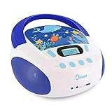 Metronic 477170 Radio/CD-Player für Kinder, Ozean, mit USB-/SD-/AUX-IN-Port blau/weiß