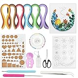 BUZIFU 15 STÜCKE Papier Quilling Set Papier-Bastelset Papier Quilling Kit mit 29 Farben 600 Streifen Quilling Papier Papierbreite 5mm mit 9 Quilling Werkzeuge Bastelbrett, Pinzette, Bastelwerkzeug