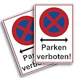 2 Stück XXL Absolutes halteverbot Schild 30 x 40 cm parken verboten aus Stabiler PVC Hartschaumplatte 5 mm Parkplatzschild mit UV-Schutz von STROBO