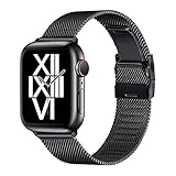 AFEKYY Ersatz Armband Kompatibel mit Apple Watch Armband 44mm 42mm 45mm 40mm 38mm 41mm, Edelstahl Metallband Kompatibel mit Apple Watch Armband 7/6/5/4/3/2/1, SE.(42MM 44MM 45MM,Schwarz)