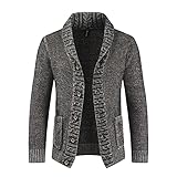 Nuzai Jacke Herren Revers Slim Fit Einreiher Strickwaren Herren Einfachheit Lässig Mode Strickjacke Herren Herbst Winter Komfortabel Atmungsaktiv Übergangsjacke H