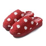 ShSnnwrl Women's Original Two-Tone Memory Foam Slipper Damen Winter Hausschuhe   weiße Flecken Schuhe Weiche Winter Warm Hausschuhe Indoor 9