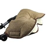 BAMBINIWELT universaler Muff Handwärmer Handschuhe für Kinderwagen Buggy Jogger mit Wolle meliert BRAUN XX