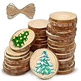 Holzscheiben Runde Holzscheiben Unbehandeltes Holz Kit Holzscheiben mit Rinde 30 Stück 7-8cm Durchmesser 10 mm dick für DIY Deko Basteln Hochzeit W