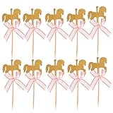 Toyvian 20 stücke Cupcake Topper karussell Pferd Muster Party Kuchen deko für Geburtstagsfeier Baby Shower Weihnachten (rosa Bowknot)