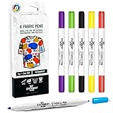 Stationery Island Stoffmalfarben Waschfest in 6 Farben – 1 und 2 mm Spitzen textilmarker . Waschmaschinenfeste Permanent Stoffmalstifte Mit Filzsp