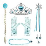 Runmeihe Prinzessin Kostüme Zubehör, 7-teiliges Mädchen Kostüm Party Set für Halloween, Geburtstag, Karneval, Cosplay und Festivals (Blue)