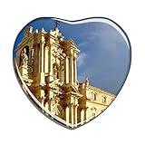 Hqiyaols Souvenir Italien Syrakus Kathedrale Sizilien Kühlschrankmagnet Herzform Kristall Kühlschrank Aufkleber Magnet Reisen Geschenk Sammlerstücke Andenk