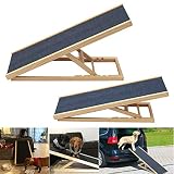 Hunderampe Katzen Rampe Hundetreppe für Bett oder Sofa Klappbar aus Holz Petwalk Hundeleiter Auffahrrampe für Haustiere, Anti-rutsch (70cm)