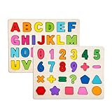 Alytimes Alphabet-Blöcke, die Puzzlespiel Lernen | Lernspielzeug aus Holz für Großbuchstaben und Zahlen - Ideal für das frühe Lernen im Kindergarten für Kleinkinder und Vorschulk