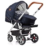 Gesslein Kombi-Kinderwagen F4 Air+ | Gestell: silber eloxiert | Lederschiebegriff: cognac | inkl. C4 – Next Tragetasche | Design: 061061