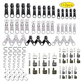 Anyasen Reißverschluss Reparatur Set 112 Stück reißverschluss Reparatur Ersatz Metall Reißverschluss Schieber Set reisverschlussreparaturset Zipper für Reißverschluss Rep