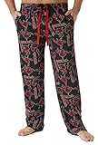 Marvel Deadpool Freizeithose Herren Lang, 100% Baumwolle Pyjamahose Männer Und Teens, Herren Loungewear, Lustige Schlafhose Herren, Geschenke Für Männer (Schwarz, XL)