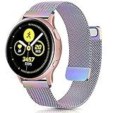 Kompatibel mit Samsung Galaxy Watch Active/Active 2 40 mm/44 mm Armband, 20 mm Edelstahl-Mesh-Metall-Uhrenarmband für Gear Sport / S2 Classic / Garmin Vivo Active 3 / Watch 3 41 mm Uhrenarmb