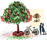 LIMAH® Pop Up 3D Grußkarte/Hochzeit-Karte, Geburtstag-Karte, Dankeskarte, Valentinstag-Karte, Geschenkkarte/Baum, Fahrrad, Liebespaar, Motiv/in Beige/Groß