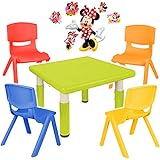 alles-meine.de GmbH Sitzgruppe für Kinder - Tisch + 4 Kinderstühle - Größen & Motiv & Farbwahl - Disney Minnie Mouse / hell grün - höhenverstellbar - 1 bis 8 Jahre - Plastik - fü