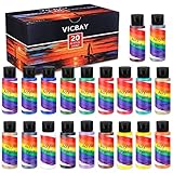 VICBAY Acrylfarben Set mit 4 Metallic Farbe - 59ml Acryl Farben 20 Tuben Malfarbe für Anfänger/Kinder/Künstler, Geeignet Hochwertige Acryl Künstlerfarbe zum Malen auf Leinwänden/Steine/Glas/Wandfarb