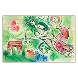 zkpzk Marc Chagall《Romeo Und Julia,1964》Leinwand Ölgemälde Berühmte Kunstwerk Poster Bild Wand Hintergrund Dekor Dekoration -50X100Cmx1 Kein R