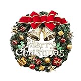 PJQQ Christmas Wreath, Weihnachtskranz Tür außen Deko, Künstlicher Weihnachtskranz für die Tür, Weihnachten Kranz Dekokranz Hängende Weihnachtskugelnkranz Fenster Dekoration Weihnachts Zubehö