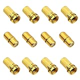 4 Paare Vergoldet F-Stecker Set - 8x 7mm F-Stecker & 4x SAT Adapter Verbinder F-Buchse auf Koax Stecker Verbinder Koaxialkabel verlängern, Breite Mutter mit Gummidichtung für Sat Kabel BK Anlag
