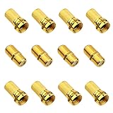 4 Paare Vergoldet F-Stecker Set - 8x 7mm F-Stecker & 4x SAT Adapter Verbinder F-Buchse auf Koax Stecker Verbinder Koaxialkabel verlängern, Breite Mutter mit Gummidichtung für Sat Kabel BK Anlag