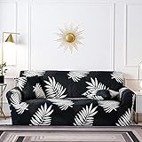 LKMVA Sofabezug 1 2 3 4 Sitzer Elastisch Drucken Weiße Federn Spandex Sofahusse Hunde und Katzen Rutschfester Möbelschutz Wohnzimmer L-förmiges Sofa Hussen（1 Sitzer ：90 ~ 140cm）