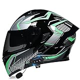 COKECO Motorradhelm Helm Motorrad Mit Bluetooth Klapphelm Unisex, Bequemer Und Atmungsaktiver ECE-zertifizierter Modularer Helm Mit Beschlagfreiem Dopp