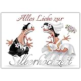 A4 XXL Karte SILBERHOCHZEIT BRAUTPAAR mit Umschlag - edle lustige Klappkarte zum 25 Hochzeitstag - Silberne Hochzeit Glückwunschkarte von BREITENWER