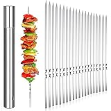 HIEIE 20 Stück Grillspieße Schaschlikspieße Edelstahl 35cm | Fleischspieße für BBQ & Grill | Kebab Spieße Schaschlikspieße Fleischspieße für Lagerfeuer oder G