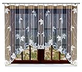 HAFT® Jacquard-Gardine mit eingenähtem fältelndem Band, weiß mit Motiv (140,150,160x300) (140x300)