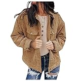 Damen Flanell Jacke Langarm Mantel Oversized Revers Langarmshirt Hemdjacke Holzfällerjacke V-Ausschnitt Hemd Herbst Winter Warm Freizeithemd Übergangsjack
