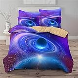 FACWAWF 3D-Bettbezug, Sternenhimmel-Design, Bettbezug, Bettwäsche-Set, 3-Teiliges Set Mit 2 Kissenbezügen, Reißverschluss, Weiches Und Bequemes Doppelbett-Set 228x228