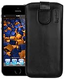 mumbi Echt Ledertasche kompatibel mit iPhone SE (2016) / 5 / 5S Hülle Leder Tasche Case Wallet, schwarz, iPhone SE 5 5S 5C