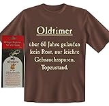 T-Shirt Oldtimer über 60 Jahre gelaufen Größe M + Ehrenkarte alte Säck