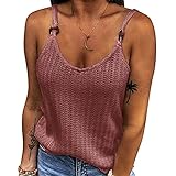 UOCUFY Tshirt Damen Sommer,Damen Top Elegant Einfarbig Shirt Tank Top Ärmellos Oberteil Casual Tee Shirt Mit Knopf S-XXL,