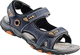 NORDCAP Trekkingsandalen, Damen- und Herren- Sandalen, Wander- und Outdoor- Sandalen mit regulierbaren Schnallen und Profilsohle für mehr Trittsicherheit (Größen: 37-46, Farbe: Blau/Orange)