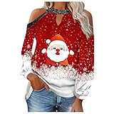 Weihnachten Herbst Damen Kleidung Lange Pullover langes Sportshirt Damen Damen Shirt Langarm v-Ausschnitt Batik Pullover Damen Bluse rosa Damen Pullover Glitzer Damen Jumper Damen Taschen für F