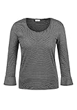 ONLY Linda Damen Longsleeve Langarmshirt Streifenshirt Shirt Mit Rundhalsausschnitt 3/4 Arm Und Volants, Größe:XL, Farbe:Black