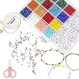 Yonoko Perlen Set - 8000pcs Perlen Bunte 3mm Buchstaben Perlen in 16 Farben zur Herstellung von Armbändern Halsketten Ringen und Ohrring