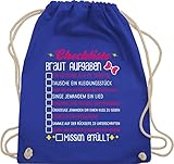 Shirtracer JGA Junggesellenabschied Frauen - JGA Braut Aufgaben Checkliste - Unisize - Royalblau - turnbeutel hochzeit - WM110 - Turnbeutel und Stoffbeutel aus Baumw