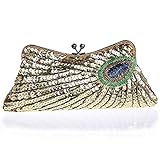 BABEYOND Coucoland Clutch Damen Pfau Muster 1920s Handtasche Abend Party Geldbeutel Elegante Abschlussball Handtaschen Hochzeit Braut Zubehör (Stil 1-Gold)