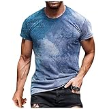 Hoothy Tshirt Herren, Rundhals Slim Fit t-Shirt, Batik t-Shirt Oversized t Shirts männer Bedrucken Sommer Kurzarm Man Kurzarmshirt Schwarz Weiß, Größer, S-5XL