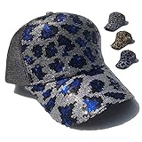 VPbao Pferdeschwanz Baseball Cap Mesh Trucker Sonnenblende für Frauen Casquette Snapback Sport Hut Leopard/Schmetterling Strass Gr. Einheitsgröße, #A B