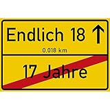 vanva Endlich 18 Jahre Ortsschild 18. Geburtstag Dekoration Schild Freund Freundin Geschenkidee Junge Geburtstagsparty Frauen Geschenke 18ter Partydeko Fotobox Requisite Ortstafel Gelb