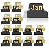 48 Stück Planer Monats-Tabs, selbstklebende Tabs Designer-Zubehör, Monats-Tabs Planer Aufkleber, dekorative monatliche Index Tab, ideal für Büro Studium Planer (schwarz + gold)